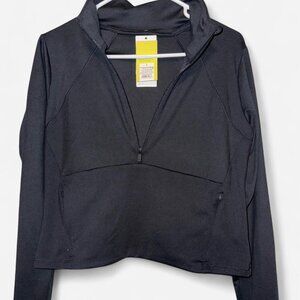 All In Motion Women's Black Half Zip Pullover Long Sleeve Thumb Hole Top. Size L